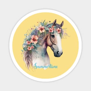 Summertime Horse With Flowers Magnet